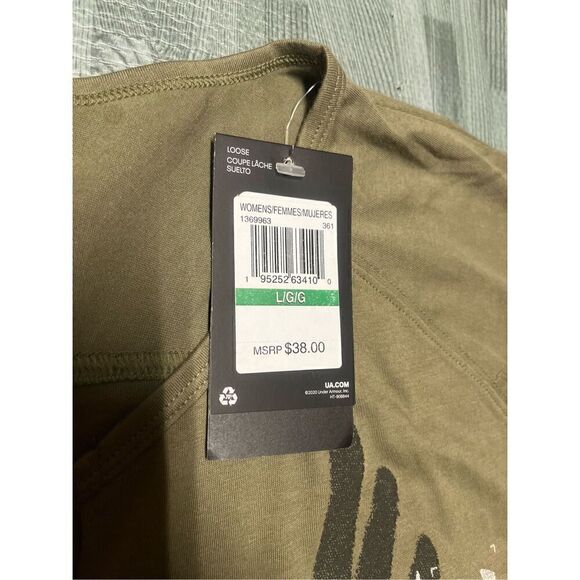 Under Armour Dwayne Johnson Rock Green Skull Cropped Loose Tee Top L Large Women - Picture 5 of 7